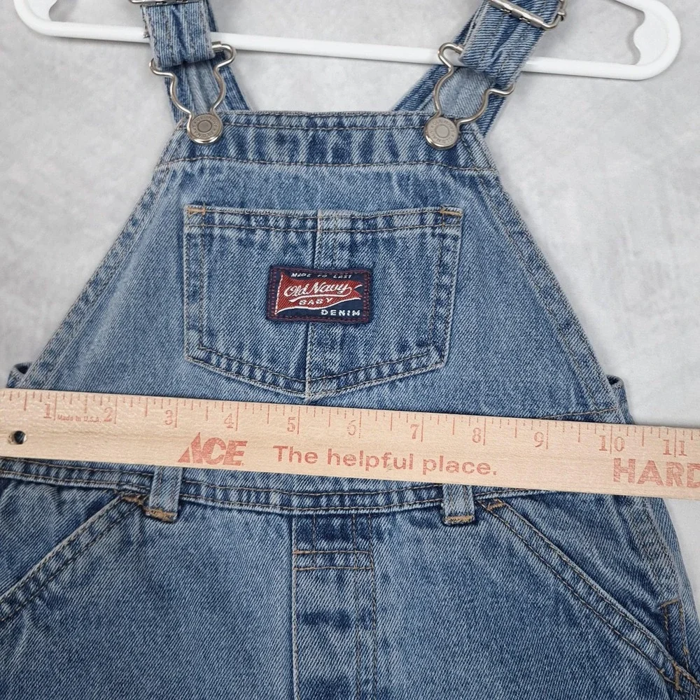 Vintage Old Navy Overalls Baby Boys 18-24M Blue Denim Bib Carpenter Snap Leg
